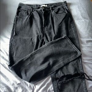 PacSun Black Straight Leg Jeans with Distressed Details